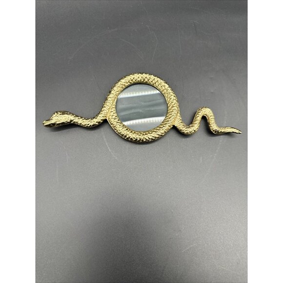 Vintage Coiled Snake Serpent Gold Metal Magnifying Glass Desk Office Decor READ - Picture 1 of 14